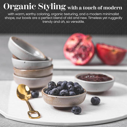 Vikko Small Dipping Bowls, Set of 4 Mini Soy Sauce Dishes, 3" Stoneware Dipping Sauce Cups, Decorative Pinch Bowls for Dips, Condiments, Charcuterie Boards - Microwave and Dishwasher Safe