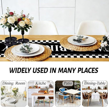 Happy Birthday Table Runner Black Checkerboard Checkerboard Racing Theme | - Image 5