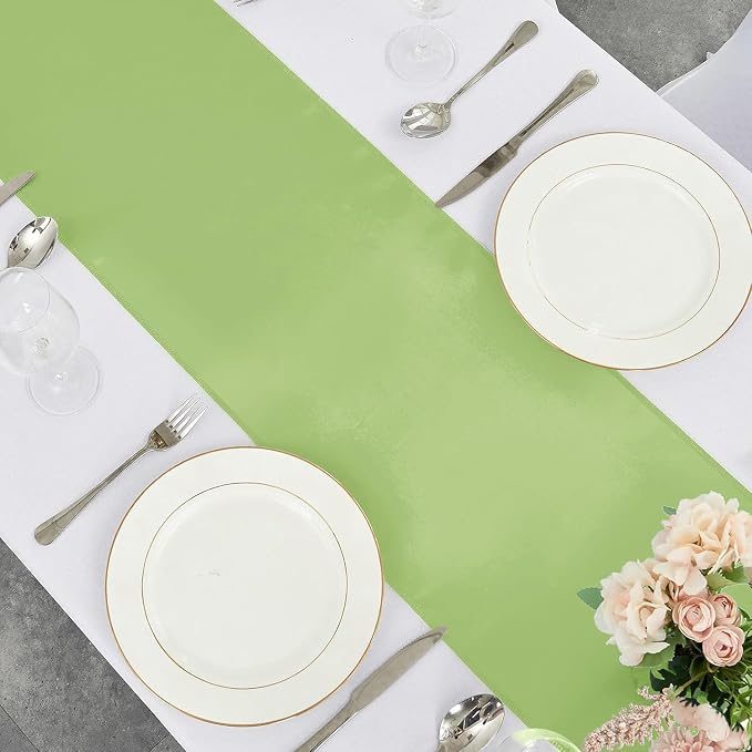 10-Pack Green Satin Table Runner 12 x 108 Inch Long Bright and Smooth Silk - Image 4