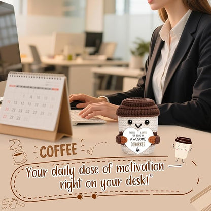 Coworker Gifts for Women Men Farewell Gift Positive Crochet Coffee Cup Gift | - Image 4