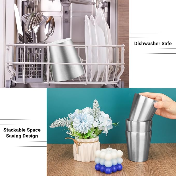 Metal Drinking Cups, 10 oz Insulated Tumbler, 12 Pack Double Wall Unbreakable - Image 5