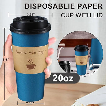 Clawsoff 50 Pack 20 oz Disposable Paper Coffee Cups - Image 2
