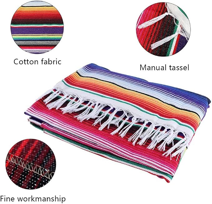 Fowecelt Mexican Serape Blanket Tablecloth 59 x 84 Inch - Image 4