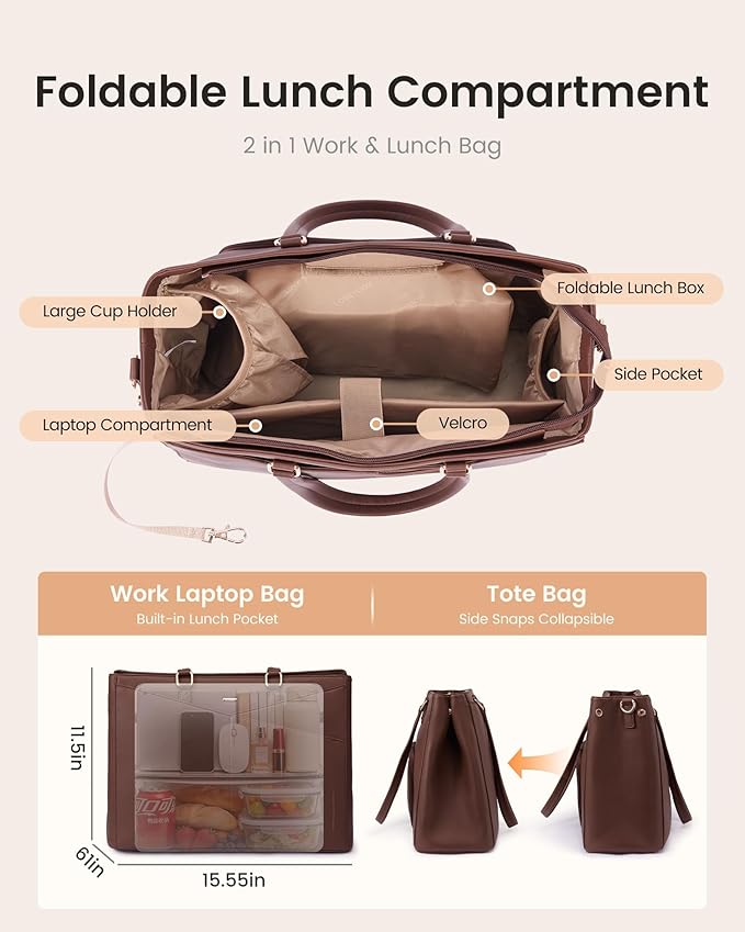 LOVEVOOK Lunch Tote Bag for Women, 3 in 1 Work Bag - Image 7