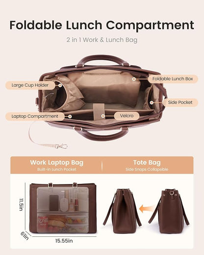LOVEVOOK Lunch Tote Bag for Women, 3 in 1 Work Bag - Image 6