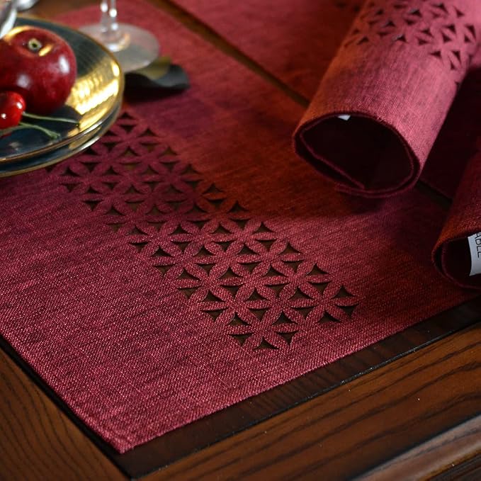 ARTABLE Burgundy Rectangle Fabric Table Runner Finished Edge 16 x 28 Inch | - Image 4