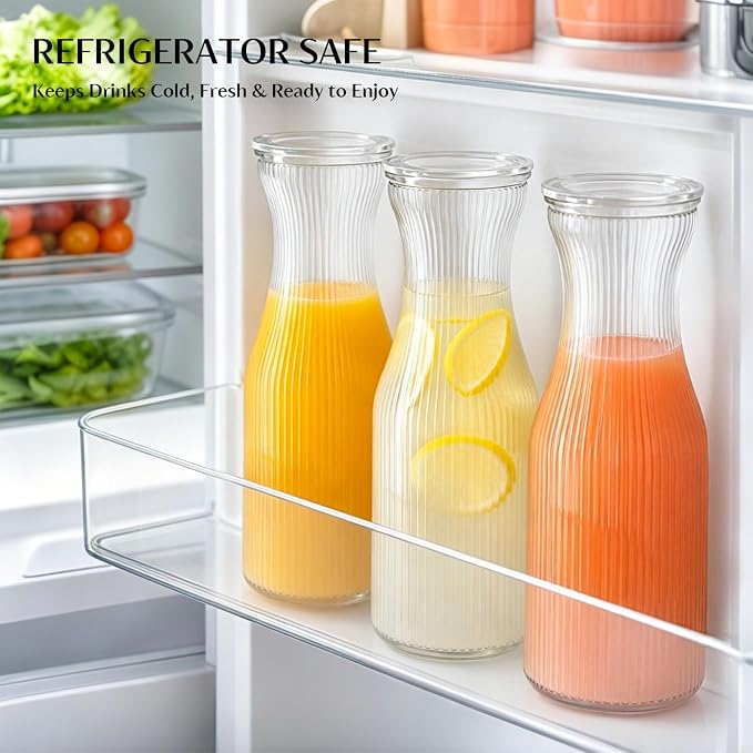 1 Liter Ribbed Glass Carafe - Image 5