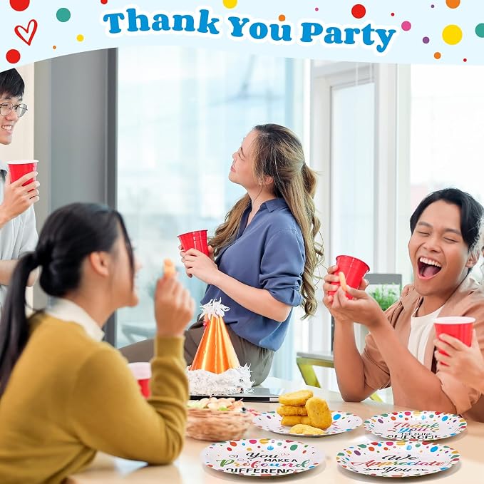 Gerrii 60 Pcs Thank You Themed Party Plates 7 Inch We Appreciate You Disposable - Image 4