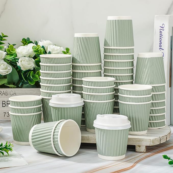 Whaline 100 Pcs Sage Green Disposable Espresso Cups - Image 4