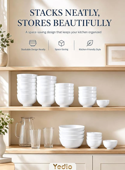 Small Bowls Set, 10 oz Porcelain Bowls of 8 | Ceramic, - Image 5