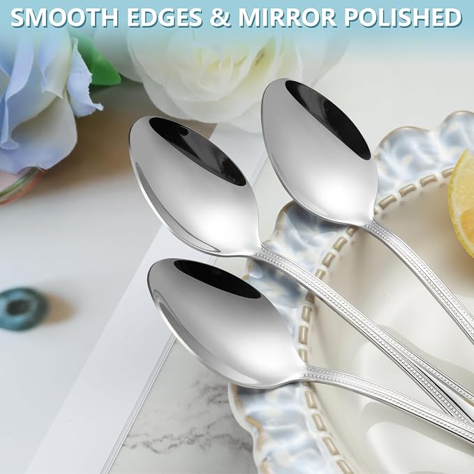 24 Pieces Teaspoons Set, 6.4 Inches Spoon Set, Stainless Steel Silverware - Image 3