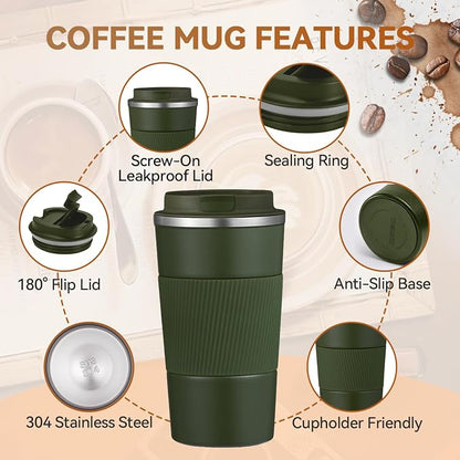 12OZ Travel Coffee Mug Insulated Coffee Cup - Image 5