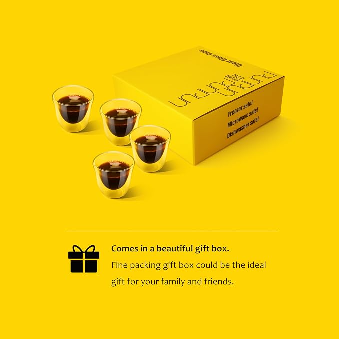 PunPun Espresso Cups, 2.0OZ. 60ml, Double Wall Clear Thermo Glass - Image 5