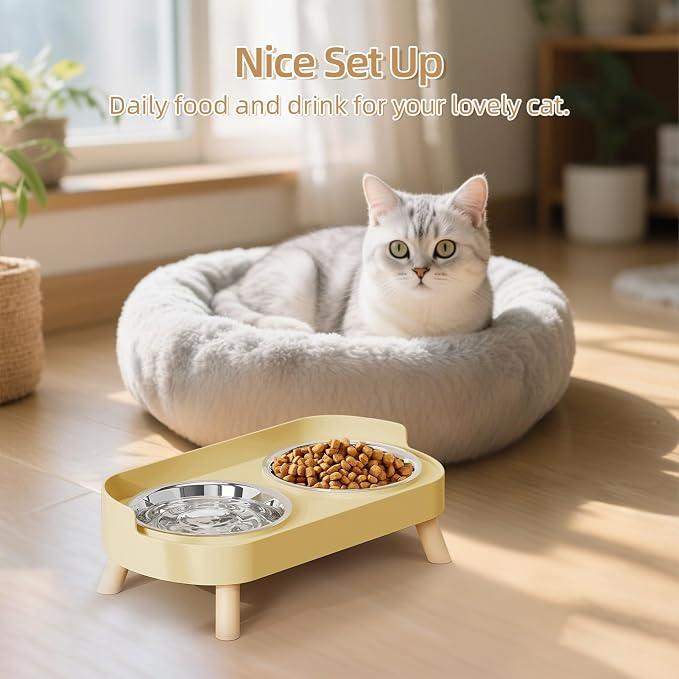 Elevated Cat Bowl, Raised Cat Food and Water Bowl Set - Image 7