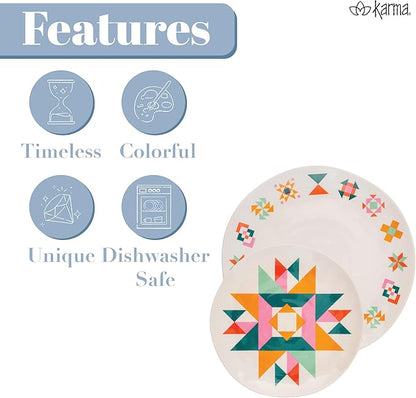 Karma, 8.75 inches Melamine Salad Plates Set of 4, Reusable Dishwasher Safe - Image 4