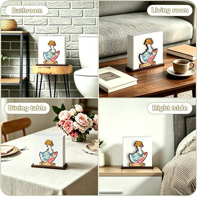 Beach Duck Design Wooden Napkin Holder - Image 4