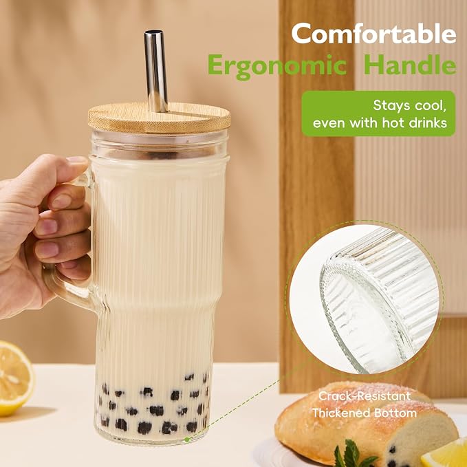 JunVpic Glass Tumbler, 24 oz Ice Coffee Cups - Image 4