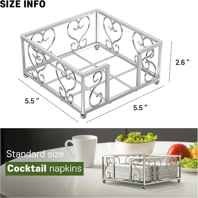 Cocktail Napkin Holder for 5x5 Napkins, Flat Square Caddy, Table | Cocktail - Image 3