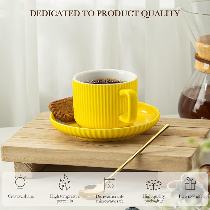 5 Ounce Espresso Cups Set of 4, Small Coffee Cups - Image 6