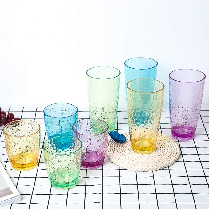 KOXIN-KARLU Hammered 15-ounce and 26-ounce Plastic Tumbler Acrylic Glasses - Image 6