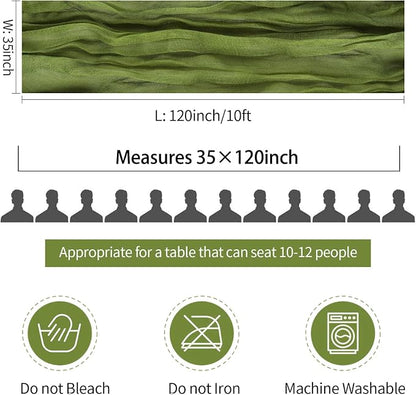6 Pack Olive Green Cheesecloth Table Runner 35x120inch, Summer Gauze Fabric - Image 6
