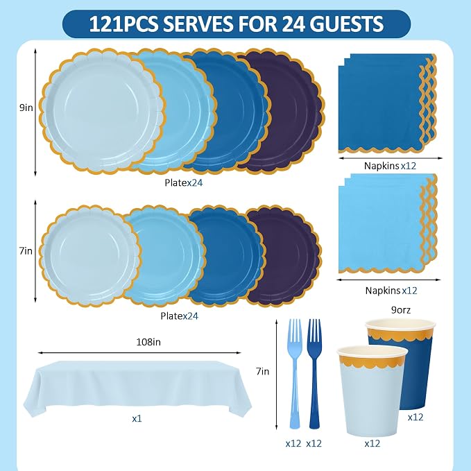 Blue Plates and Napkins Party Supplies - Image 2
