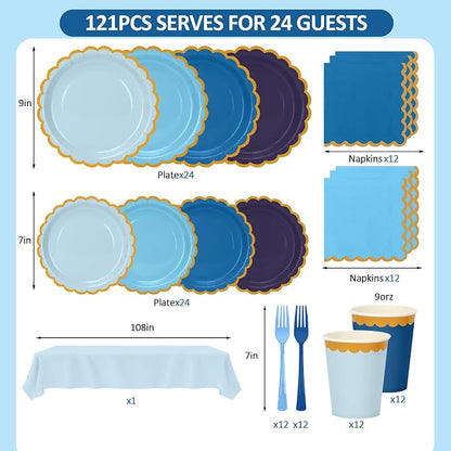 Blue Plates and Napkins Party Supplies - Image 2