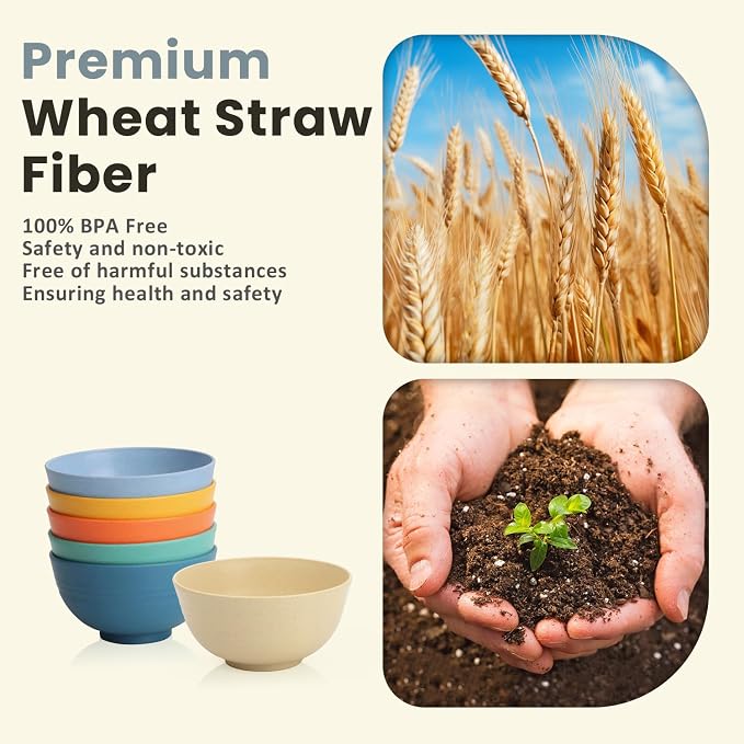 Unbreakable Wheat Straw Small Bowls 10 OZ Mini Dessert Bowls Lightweight - Image 4