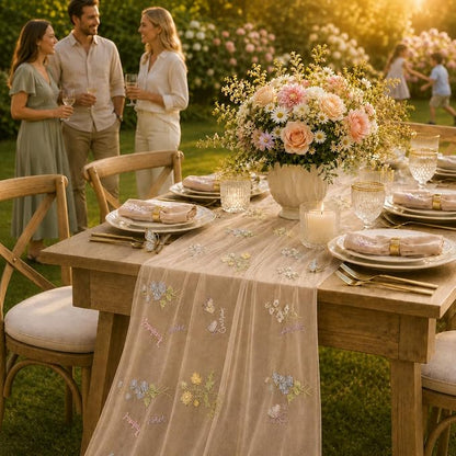 Wildflower Tulle Table Runner Butterfly Floral Wedding Party Home Decor | - Image 6