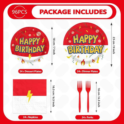 Grencian 200Pcs Cartoon Anime Happy Birthday Party Supplies, Serves 50 | - Image 5