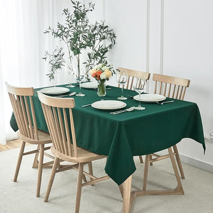 maxmill Square Tablecloth Waterproof Spillproof Wrinkle Resistant Soft Weaved Texture Design Christmas Table Cloth for Dinner, Dining Room Party, Indoor Outdoor Use, 60 x 60 Inch, Hunter Green