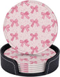 Cute Pink Bow Heart Coasters for Drinks, Drink Coaster by KiuLoam