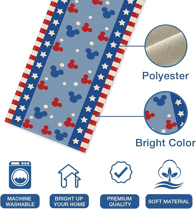 Seliem 4th of July Patriotic Table Runner, American USA Burlap Home Decoration - Image 2