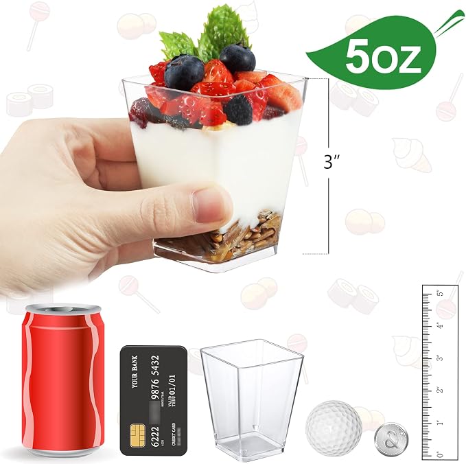 Eupako 160 Pack 5 OZ Plastic Mini Dessert Cups - Image 2