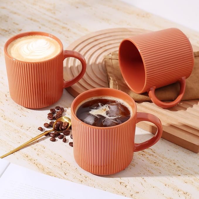 MONITO 16Oz Coffee Mugs Set of 6, Rustic Ceramic Coffee Cups Set - Image 4