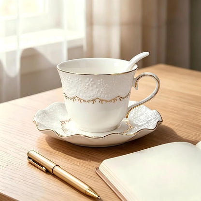 Tea Cup and Saucer Set for 1, 6.8 Oz | Coffee Cup - Image 2