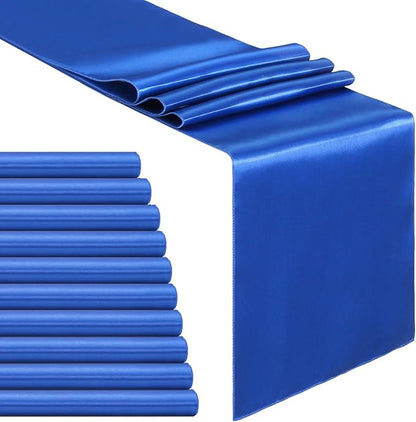 Navy Satin Table Runners 10 Pack 12x108 inch Silk Smooth Fabric | Bright Satin by B-COOL