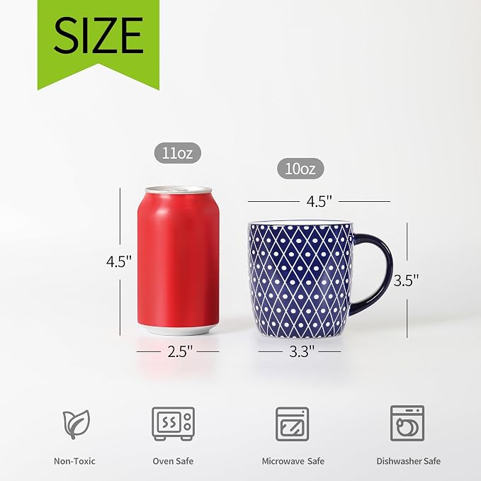 Selamica 10 OZ Coffee Mugs Set of 4, Small Coffee Cups Ceramic - Image 3