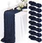 8 Pack Navy Blue Cheesecloth Table Runner 10FT Long Boho Gauze Fabric Table by Lamshionow