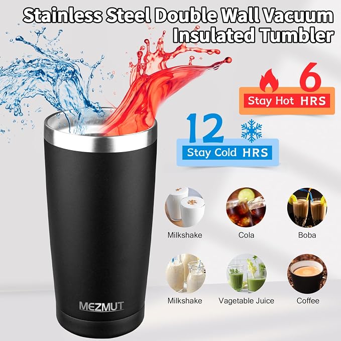 MEZMUT 20oz Insulated Tumbler Cup Travel Coffee Mug - Image 2
