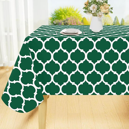 Smiry Rectangle Tablecloth, Waterproof Vinyl Tablecloths with Flannel Backing for Rectangle Tables, Wipeable Spillproof Plastic Tablecloth for Dining, Indoor and Outdoor (60"x84", Emerald Green)