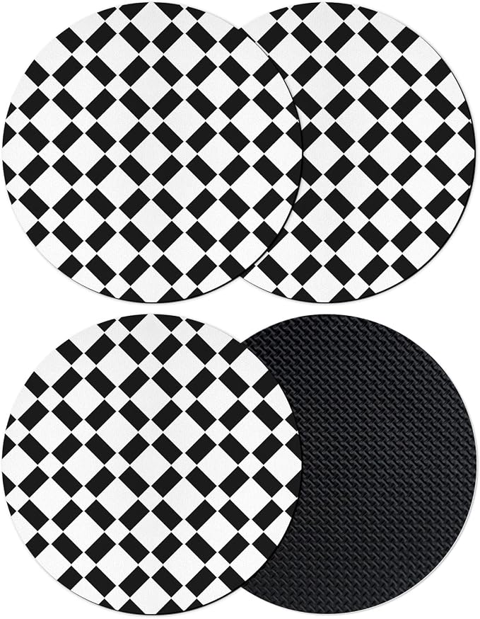 Black White Minimalist Coasters Set of 4, Absorbent Coasters by Unknown