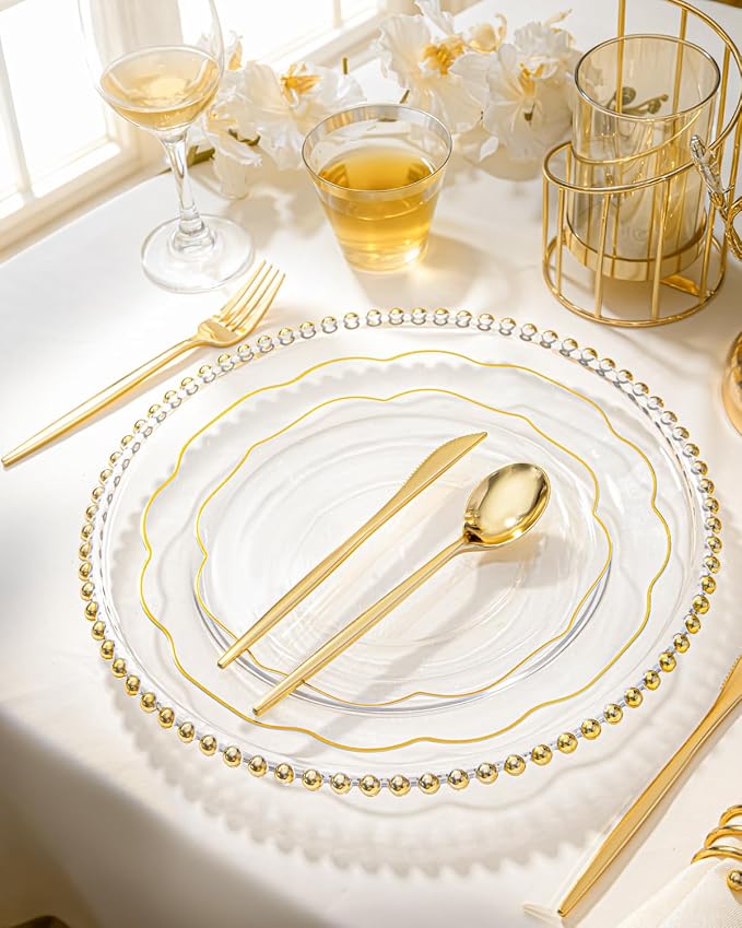 bUCLA 180PCS Clear Plastic Plates - Image 4