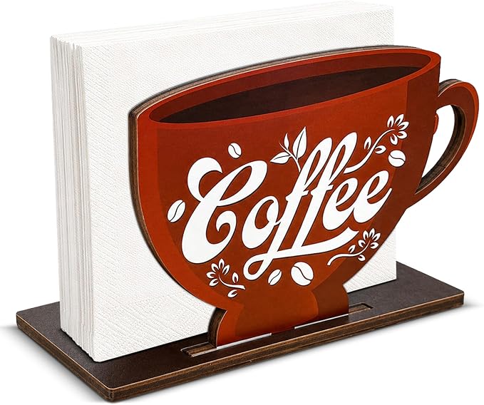 Coffee Cup Decor Wood Napkin Holder by Unknown