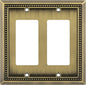 Henne Bery Sunken Pearls Heavy Duty Decorative Wall Plate Switch Plate Outlet Cover (Double Decorator, Antique Brass)