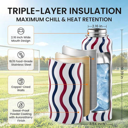RAYMYLO Insulated Water Bottle 40 oz, Triple Wall Vacuum Stainless Steel | - Image 6