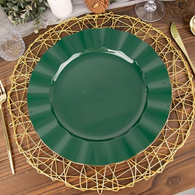 Efavormart 11" Dinner Plates – Set of 10 Plastic Hunter Green Round Disposable - Image 9