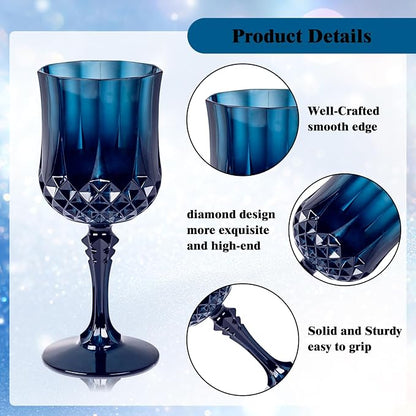 Ciaell 24 Pack Blue Plastic Wine Glasses - Image 6