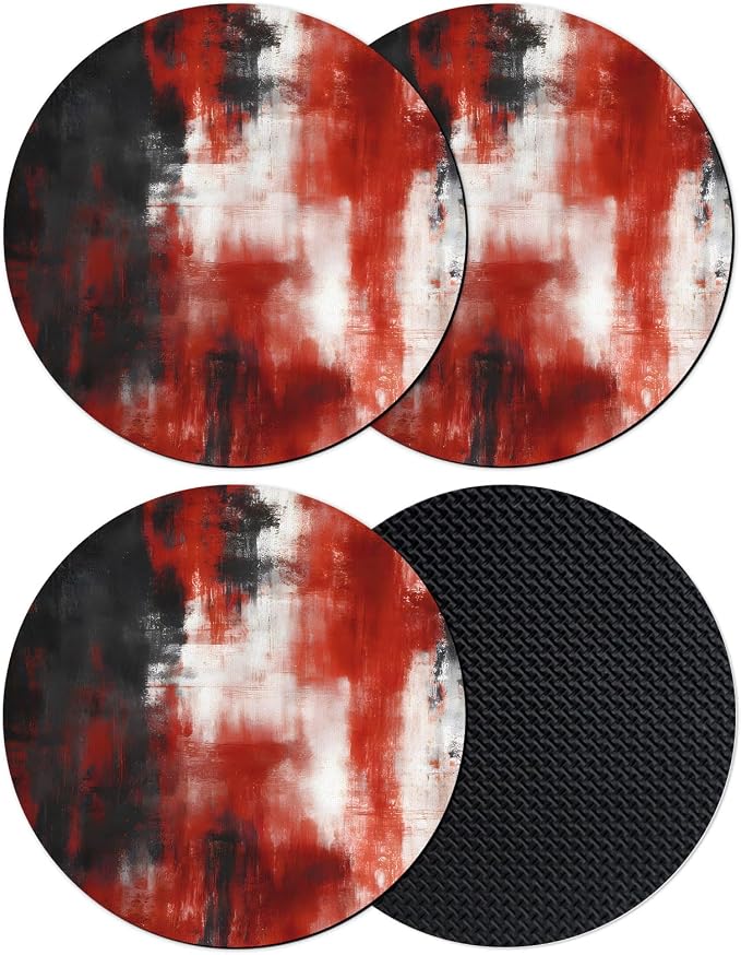 Retro Black Red Coasters Set of 4, Absorbent Coasters by Unknown