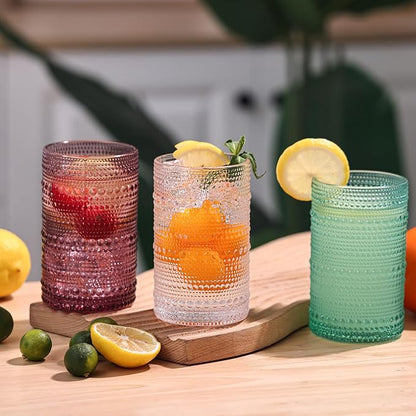 Moretoes Colored 12 Oz Hobnail Drinking Glasses Set of 6, Water Glass Cups | - Image 4